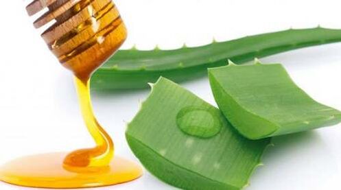 Honig und Aloe helfen bei der Bewältigung der Symptome der Osteochondrose.